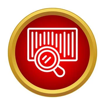 Barcode scanning magnifying glass red circle icon Stock Illustration