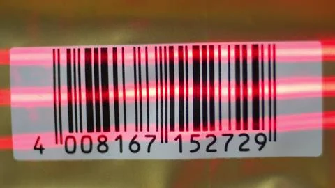 Barcode Scanning with Multiple Barcode Scanners Red Laser Beams 写真素材