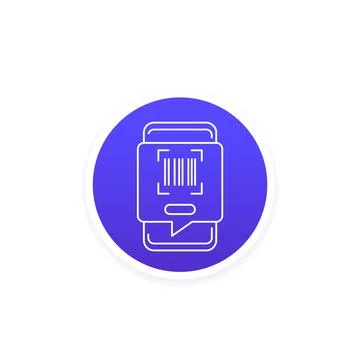 Barcode scanning in a phone line icon, vector Stock Illustration