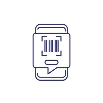 Barcode scanning in a phone line icon Stock Illustration