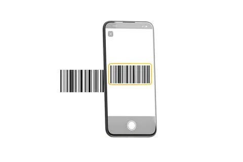 Barcode scanning on phone screen, isolated Illustrazione stock