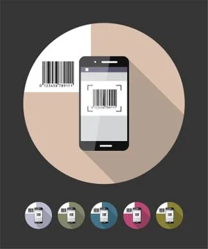 Barcode scanning phone. Vector flat style illustration. 库存插图
