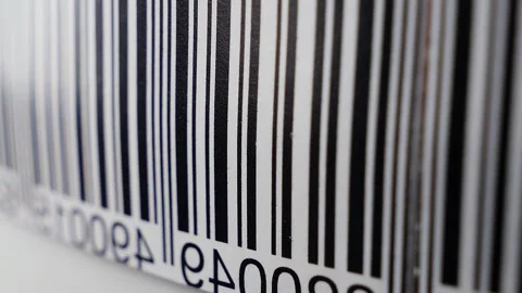 Barcode scanning process with laser light on product packaging Stock Footage 325037352