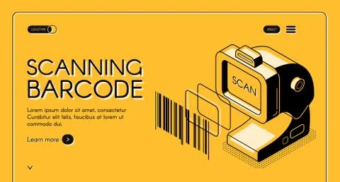 Barcode scanning service website vector template Stock Illustration