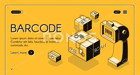 Barcode scanning service website vector template イラスト素材