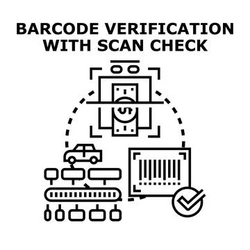 Barcode scanning verifying financial services and assets Stock Illustration