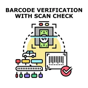 Barcode scanning verifying financial services and assets Ilustração Stock