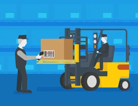 Barcode scanning at the warehouse Stock Illustration