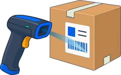 Barcode Scanning for Warehouse Logistics Stock Illustration
