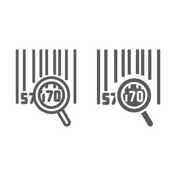 Barcode search line and glyph icon, logistic and delivery, order tracking sign Stock-Illustration