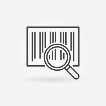 Barcode search line icon. Vector magnifying glass scanning barco 스톡 일러스트