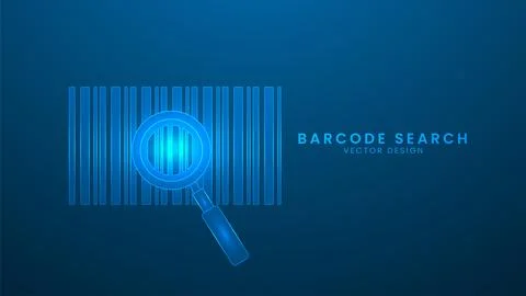 Barcode search with a magnifying glass. Delivery tracking concept. Vector i.. Stock Illustration