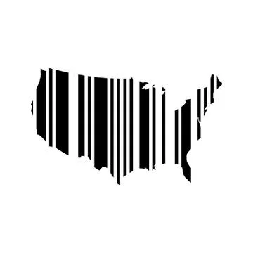Barcode in a shape of USA map. Black vector illustration Stock Illustration