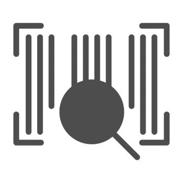 Barcode solid icon. Barcode with lens vector illustration isolated on white Stock-Illustration
