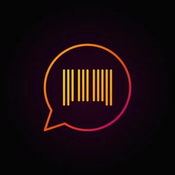 Barcode in speech bubble colorful line icon on dark background Stock Illustration