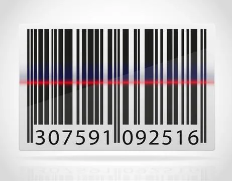 Barcode with the strip from the laser illustration Illustrazione stock