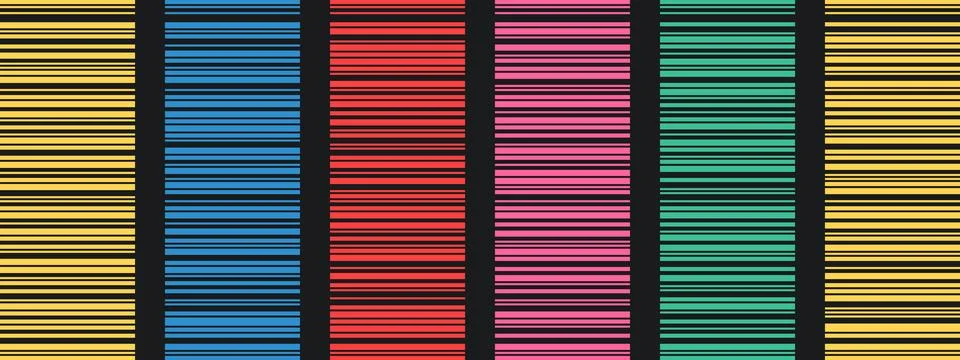 Barcode strip pattern set with straight vertical lines. Thin and thick vert.. Stock Illustration