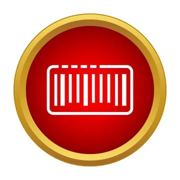 Barcode symbol in red circle with gold border Illustrazione stock