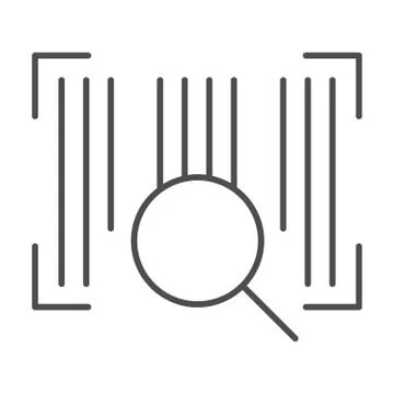 Barcode thin line icon. Barcode with lens vector illustration isolated on white Stock Illustration