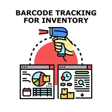 Barcode tracking for inventory management system Illustration