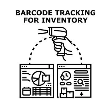 Barcode tracking for inventory management system 스톡 일러스트