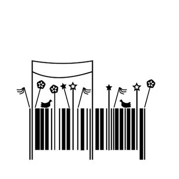 Barcode, vector illustration, decorated like a May Day parade  Illustrazione stock