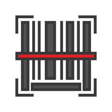 Barcode vector, Online shopping filled style icon editable outline Illustrazione stock
