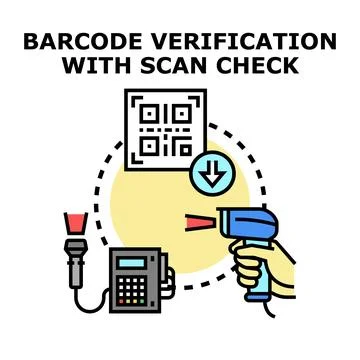 Barcode verification with scan checking digital payment process Stock Illustration