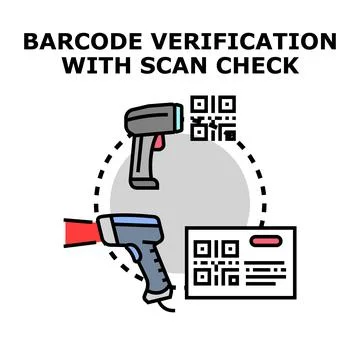 Barcode verification scanning qrcode check concept Stock Illustration