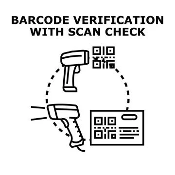 Barcode verification scanning qrcode check concept 스톡 일러스트
