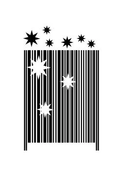 Barcode with white and black eight-pointed stars Stock Illustration