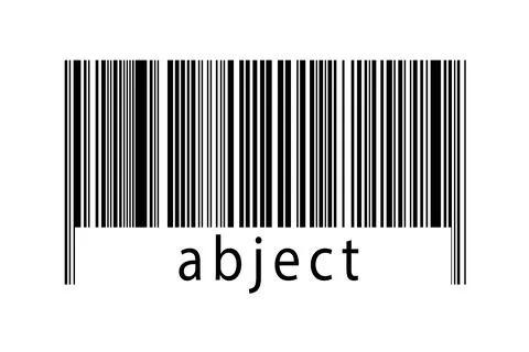 Barcode on white background with inscription abject below. Concept of trading Stock Illustration