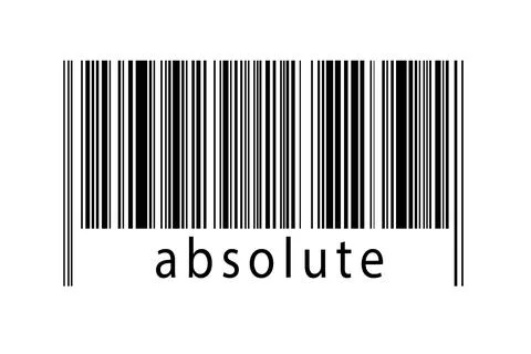 Barcode on white background with inscription absolute below. Concept of tradi Stock Illustration