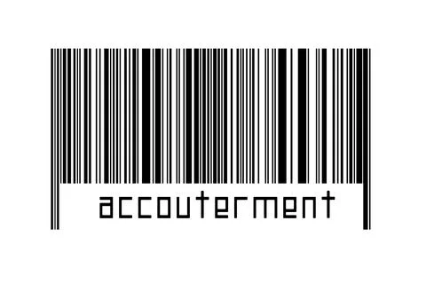 Barcode on white background with inscription accouterment below. Concept of t Stockillustratie