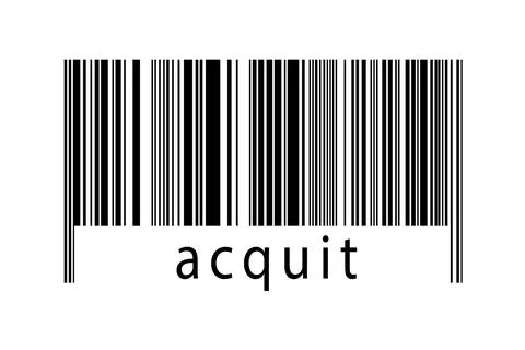 Barcode on white background with inscription acquit below. Concept of trading 스톡 일러스트