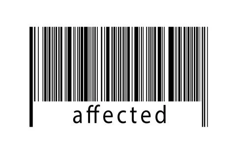 Barcode on white background with inscription affected below. Concept of tradi Stock Illustration