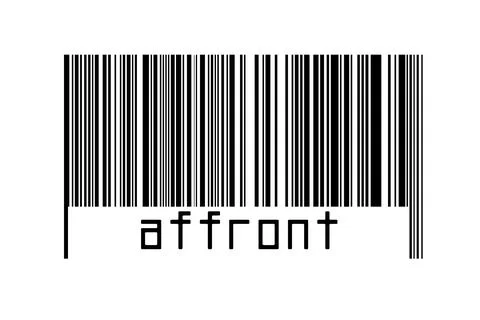 Barcode on white background with inscription affront below. Concept of tradin Stock Illustration