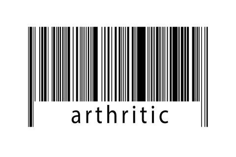 Barcode on white background with inscription arthritic below. Concept of trad Stock Illustration