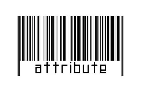 Barcode on white background with inscription attribute below. Concept of trad Stock Illustration