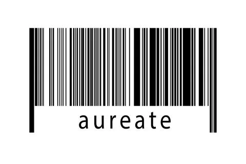 Barcode on white background with inscription aureate below. Concept of tradin Stock Illustration