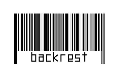 Barcode on white background with inscription backrest below. Concept of tradi Stock Illustration