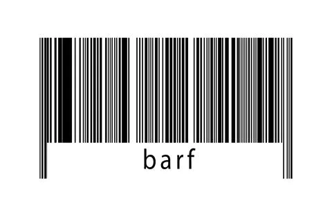 Barcode on white background with inscription barf below. Concept of trading a Stock Illustration