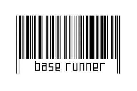 Barcode on white background with inscription base runner below. Concept of tr Illustrazione stock