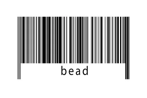 Barcode on white background with inscription bead below. Concept of trading a Stock Illustration
