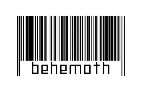 Barcode on white background with inscription behemoth below. Concept of tradi Stock Illustration
