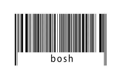 Barcode on white background with inscription bosh below. Concept of trading a Stock Illustration