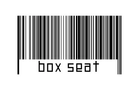 Barcode on white background with inscription box seat below. Concept of tradi Illustrazione stock