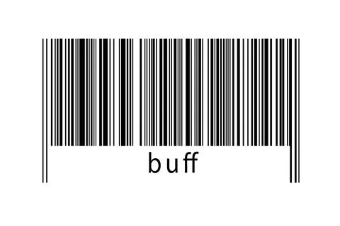 Barcode on white background with inscription buff below. Concept of trading a Illustrazione stock