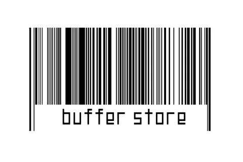 Barcode on white background with inscription buffer store below. Concept of t Stockillustratie