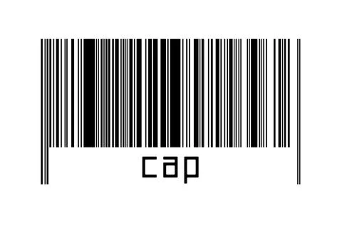 Barcode on white background with inscription cap below. Concept of trading an Stock Illustration